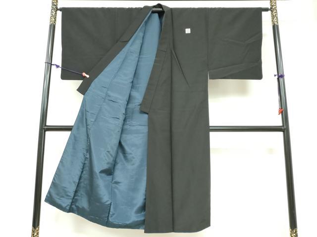 平和屋着物●男性　黒紋付　正絹　逸品　DABC2305ud