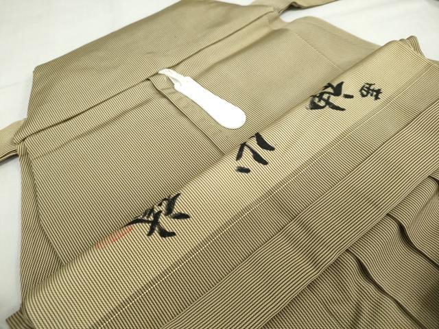 平和屋着物●男性　馬乗り袴　茜　神代袴　縞　正絹　逸品　DABC2318ud