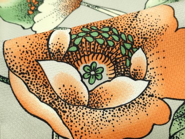 平和屋着物●小紋　草花文　洗える着物　未使用　DABC2325ud