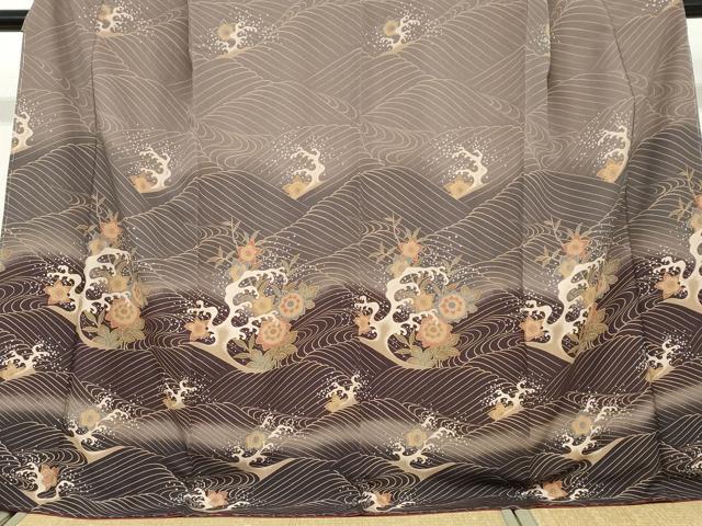 平和屋着物●訪問着　立波草花文　暈し染め　ロング丈　洗える着物　DABC2329ud