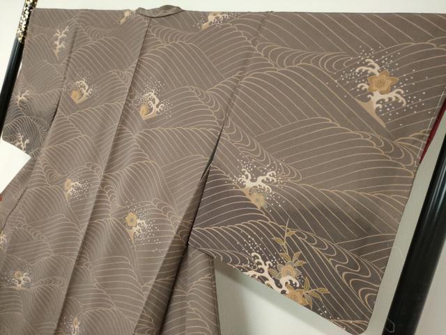 平和屋着物●訪問着　立波草花文　暈し染め　ロング丈　洗える着物　DABC2329ud