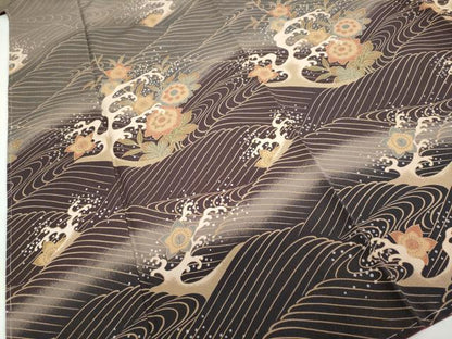 平和屋着物●訪問着　立波草花文　暈し染め　ロング丈　洗える着物　DABC2329ud