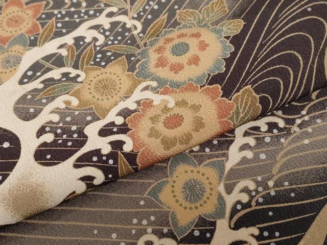 平和屋着物●訪問着　立波草花文　暈し染め　ロング丈　洗える着物　DABC2329ud