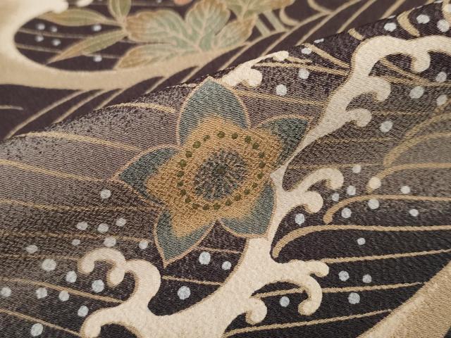 平和屋着物●訪問着　立波草花文　暈し染め　ロング丈　洗える着物　DABC2329ud