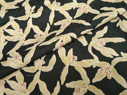 平和屋着物●小紋　草花文　黒地　洗える着物　DABC2330ud