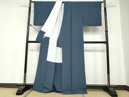 平和屋着物●上質な色無地　鉄御納戸色　健勝苑扱い　正絹　逸品　未使用　DABC2333ud