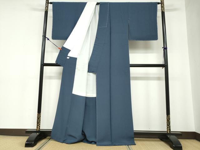 平和屋着物●上質な色無地　鉄御納戸色　健勝苑扱い　正絹　逸品　未使用　DABC2333ud