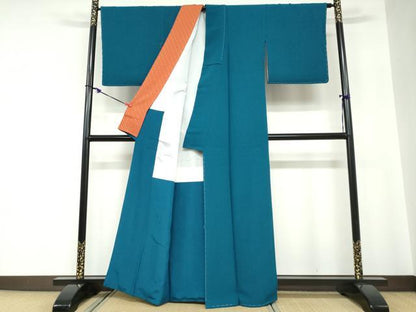 平和屋着物●上質な色無地　高麗納戸色　正絹　逸品　未使用　DABC2335ud