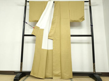 平和屋着物●上質な色無地　作家物　芥子色　正絹　逸品　未使用　DABC2336ud