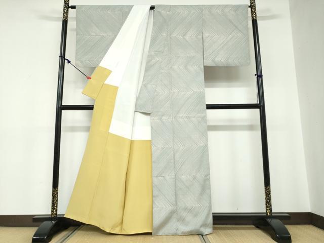 平和屋着物●本塩沢　抽象文様　正絹　逸品　DABC2339ud