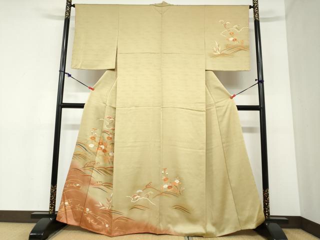 平和屋着物●訪問着　立波草花文　暈し染め　金彩　正絹　逸品　未使用　DABC2342ud