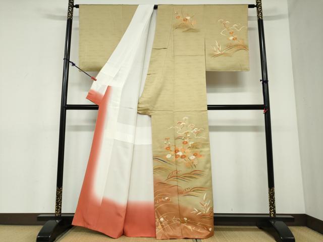 平和屋着物●訪問着　立波草花文　暈し染め　金彩　正絹　逸品　未使用　DABC2342ud