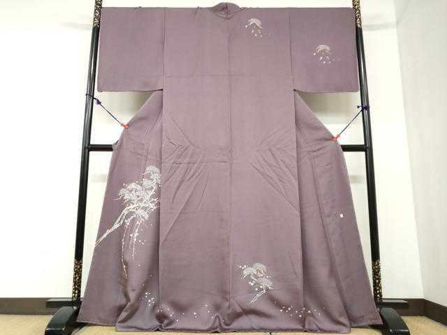 平和屋着物●訪問着　作家物　草花松文　銀彩　正絹　逸品　未使用　DABC2343ud
