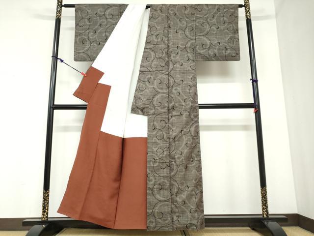 平和屋着物●本場大島紬　7マルキ　唐草文　正絹　逸品　DABC2345ud