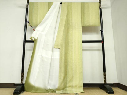 平和屋着物●上質な小紋　更紗花唐草地紋　暈し染め　やまと金ラベル　正絹　逸品　未使用　DABC2346ud