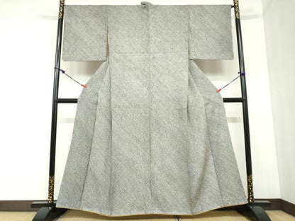 平和屋着物●大変加工の良い総絞り小紋　黒地　正絹　逸品　DABC2347ud
