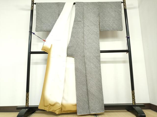 平和屋着物●大変加工の良い総絞り小紋　黒地　正絹　逸品　DABC2347ud