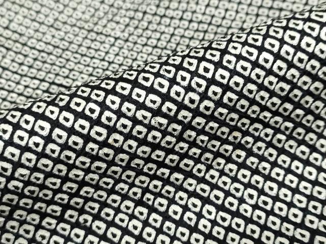 平和屋着物●大変加工の良い総絞り小紋　黒地　正絹　逸品　DABC2347ud