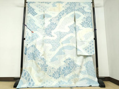 平和屋着物●豪華振袖　絞り　吉祥草花文　金彩　正絹　逸品　DABC2348ud