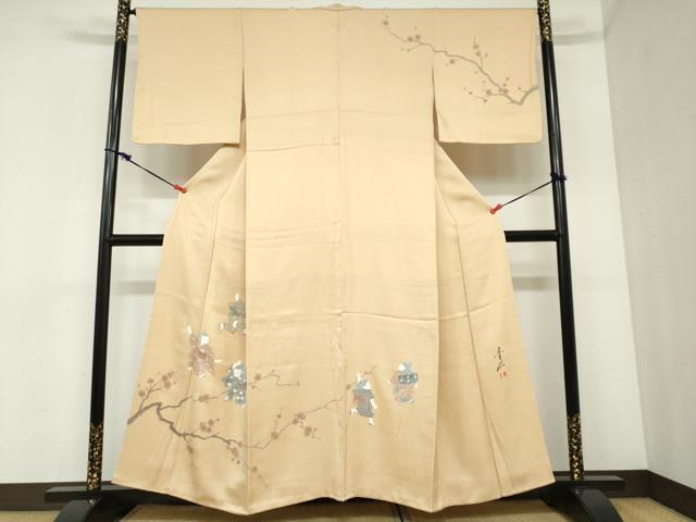 平和屋着物●友禅作家の巨匠　浅井青仁　訪問着　童子遊び　金彩　正絹　逸品　DABC2349ud