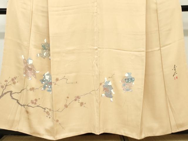 平和屋着物●友禅作家の巨匠　浅井青仁　訪問着　童子遊び　金彩　正絹　逸品　DABC2349ud