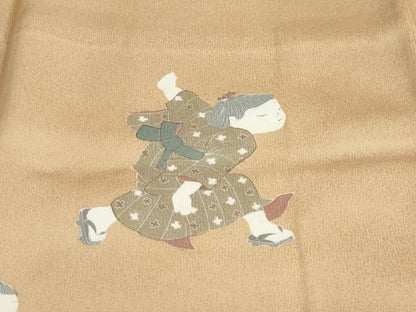 平和屋着物●友禅作家の巨匠　浅井青仁　訪問着　童子遊び　金彩　正絹　逸品　DABC2349ud