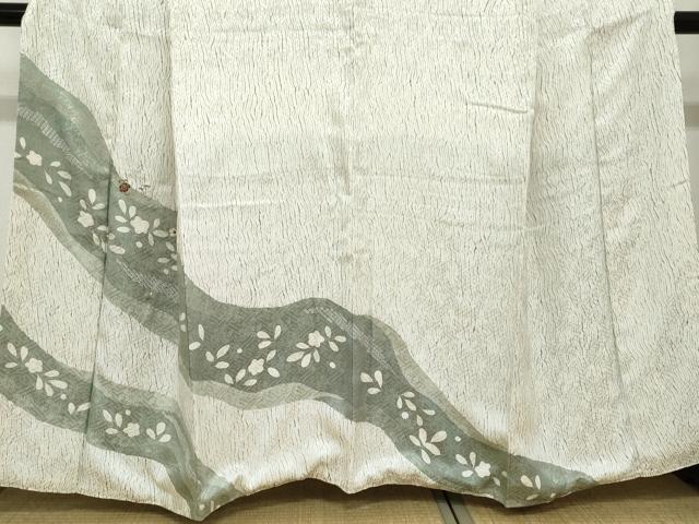 平和屋着物●訪問着　刺繍　杢目絞り　流水舞花文　金彩　健勝苑扱い　正絹　逸品　DABC2351ud