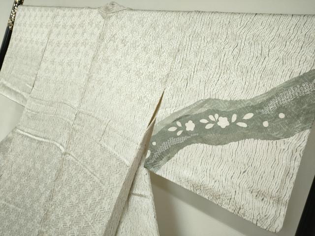 平和屋着物●訪問着　刺繍　杢目絞り　流水舞花文　金彩　健勝苑扱い　正絹　逸品　DABC2351ud