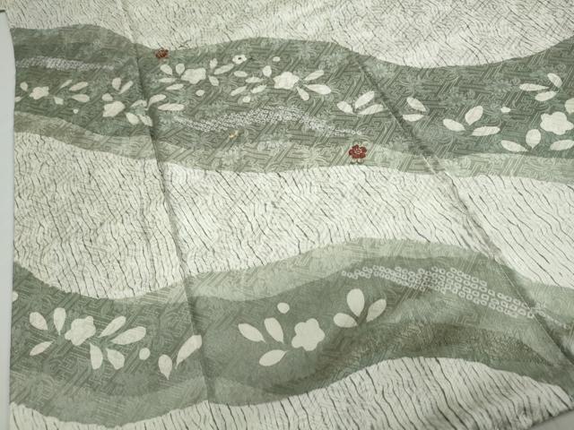 平和屋着物●訪問着　刺繍　杢目絞り　流水舞花文　金彩　健勝苑扱い　正絹　逸品　DABC2351ud