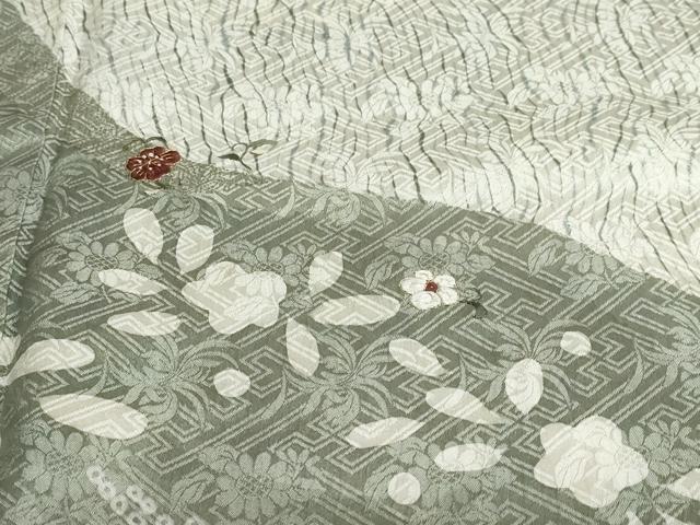 平和屋着物●訪問着　刺繍　杢目絞り　流水舞花文　金彩　健勝苑扱い　正絹　逸品　DABC2351ud