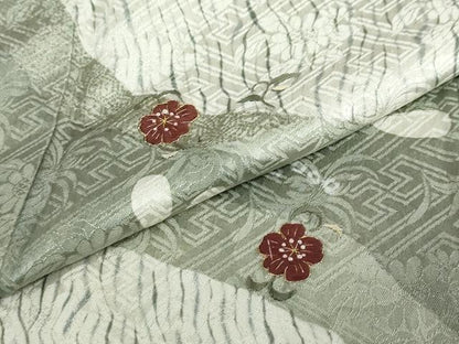 平和屋着物●訪問着　刺繍　杢目絞り　流水舞花文　金彩　健勝苑扱い　正絹　逸品　DABC2351ud