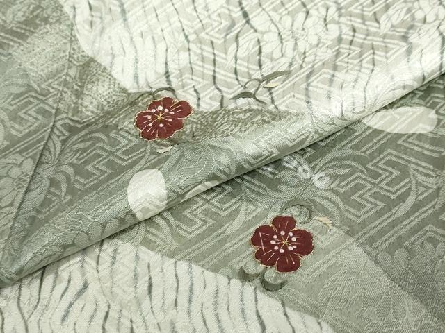 平和屋着物●訪問着　刺繍　杢目絞り　流水舞花文　金彩　健勝苑扱い　正絹　逸品　DABC2351ud