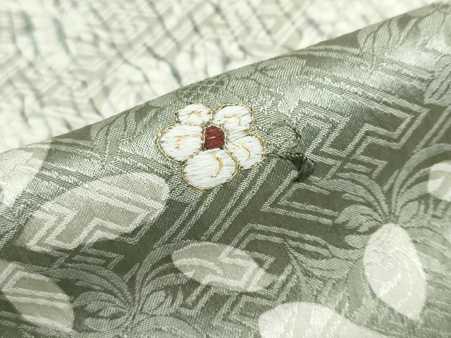 平和屋着物●訪問着　刺繍　杢目絞り　流水舞花文　金彩　健勝苑扱い　正絹　逸品　DABC2351ud