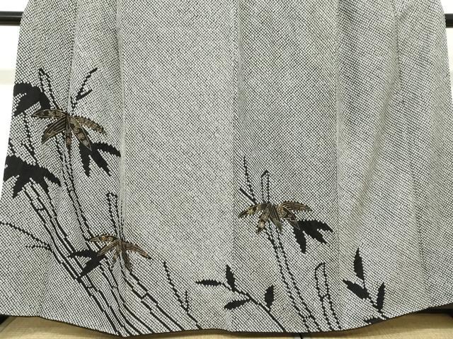 平和屋着物●訪問着　総絞り　笹竹文　黒地　金彩　正絹　逸品　DABC2354ud