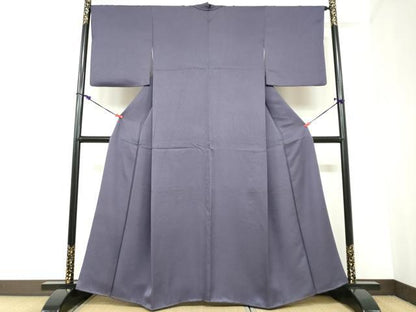 平和屋着物●上質な色無地　霞地紋　深紫色　正絹　逸品　DABC2355ud