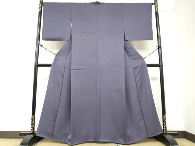 平和屋着物●上質な色無地　霞地紋　深紫色　正絹　逸品　DABC2355ud