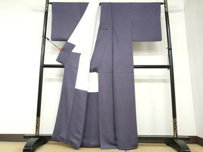 平和屋着物●上質な色無地　霞地紋　深紫色　正絹　逸品　DABC2355ud