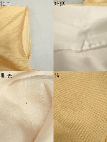 平和屋着物●上質な色無地　縞地紋　萱草色　正絹　逸品　DABC2358ud