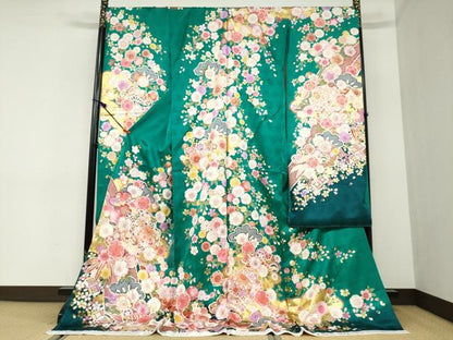 平和屋着物●豪華振袖　宝尽くし草花文　金彩　仮絵羽　逸品　未使用　DABC2362ud