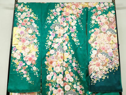 平和屋着物●豪華振袖　宝尽くし草花文　金彩　仮絵羽　逸品　未使用　DABC2362ud