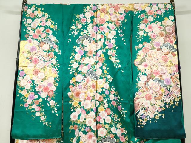 平和屋着物●豪華振袖　宝尽くし草花文　金彩　仮絵羽　逸品　未使用　DABC2362ud