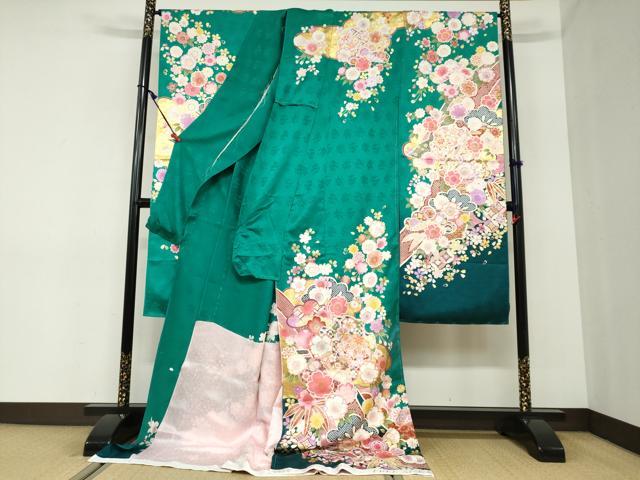 平和屋着物●豪華振袖　宝尽くし草花文　金彩　仮絵羽　逸品　未使用　DABC2362ud
