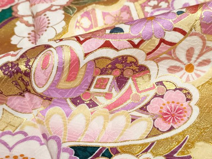 平和屋着物●豪華振袖　宝尽くし草花文　金彩　仮絵羽　逸品　未使用　DABC2362ud