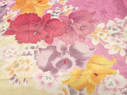平和屋着物●豪華振袖　草花文　暈し染め　銀彩　仮絵羽　逸品　未使用　DABC2363ud