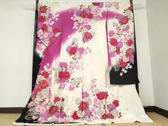 平和屋着物●豪華振袖　作家物　草花文　金銀彩　仮絵羽　逸品　未使用　DABC2364ud