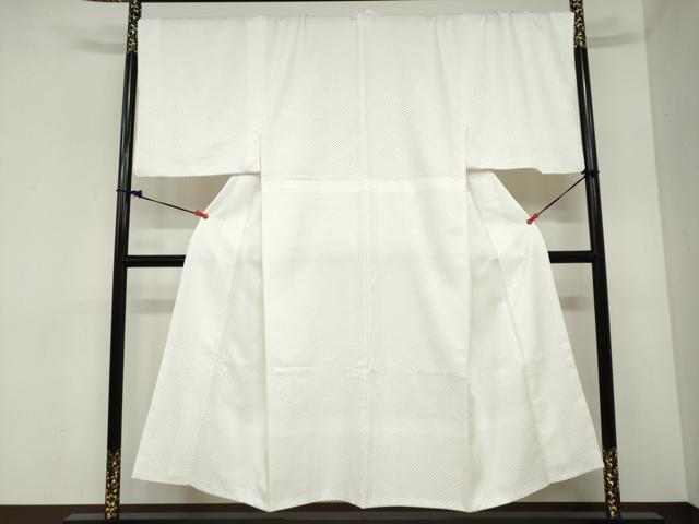 平和屋着物●男性　色紋付　長羽織セット　変わり格子地紋　白色　キングサイズ　洗える着物　DABC2366ud
