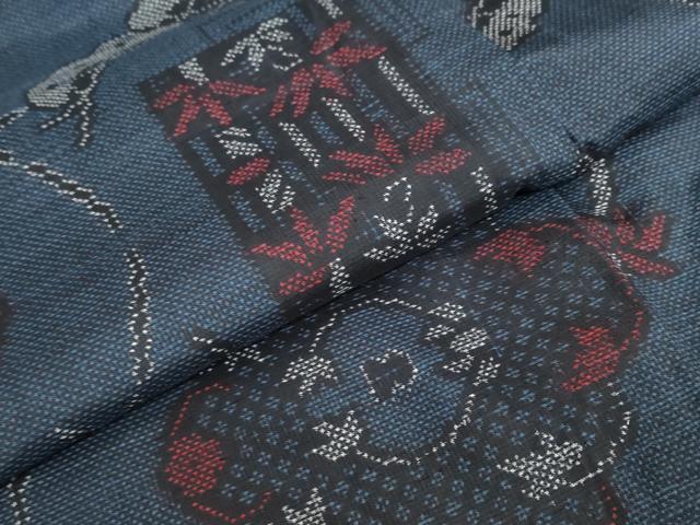 平和屋着物●本場大島紬　7マルキ　草花文　正絹　逸品　未使用　DABC2371ud