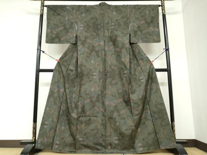 平和屋着物●本場大島紬　9マルキ　枝葉文　ますいわ屋扱い　正絹　逸品　未使用　DABC2373ud