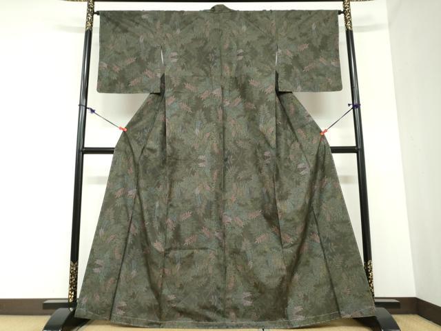 平和屋着物●本場大島紬　9マルキ　枝葉文　ますいわ屋扱い　正絹　逸品　未使用　DABC2373ud