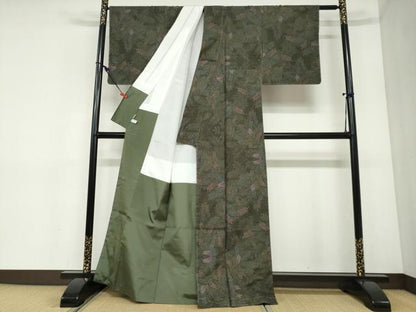 平和屋着物●本場大島紬　9マルキ　枝葉文　ますいわ屋扱い　正絹　逸品　未使用　DABC2373ud